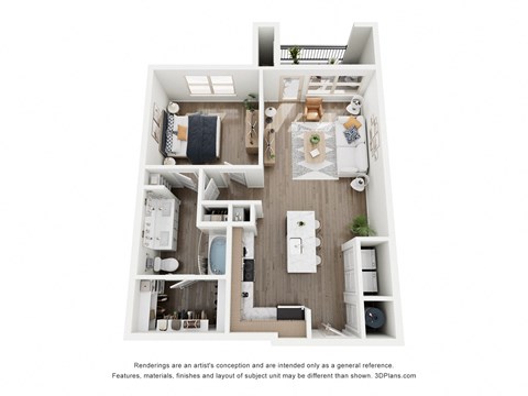 Floor plan for 1 bed, 1 bath, 814 sqft